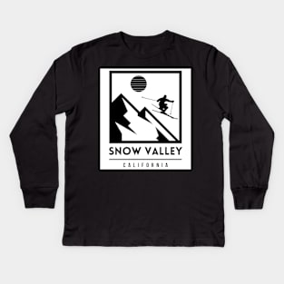 Snow Valley California USA ski Kids Long Sleeve T-Shirt